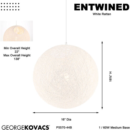 Entwined 1 Light 16 inch Matte White Pendant Ceiling Light